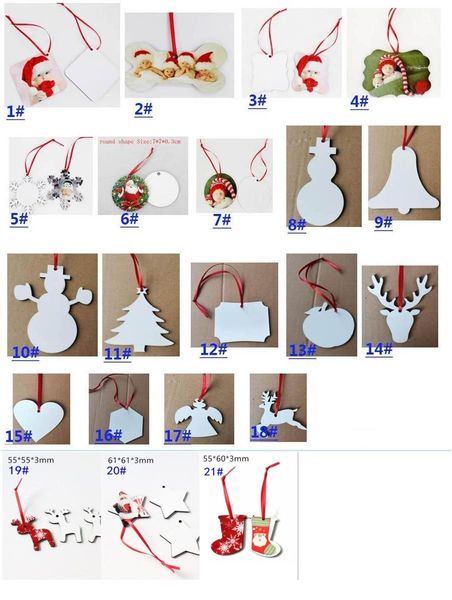 

dhl sublimation christmas ornaments mdf blank round square snow shape decorations mdf transfer printing blank coaster 21 styles fy4266