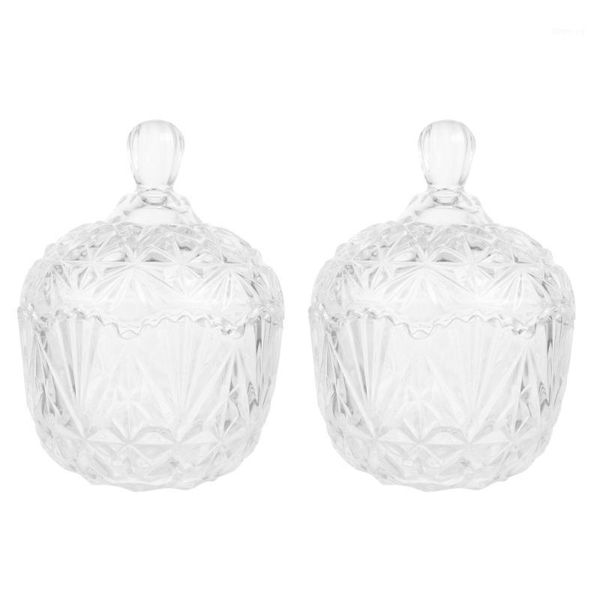 

2pcs candy storage box transparent glass sweets storage jar container with lids1