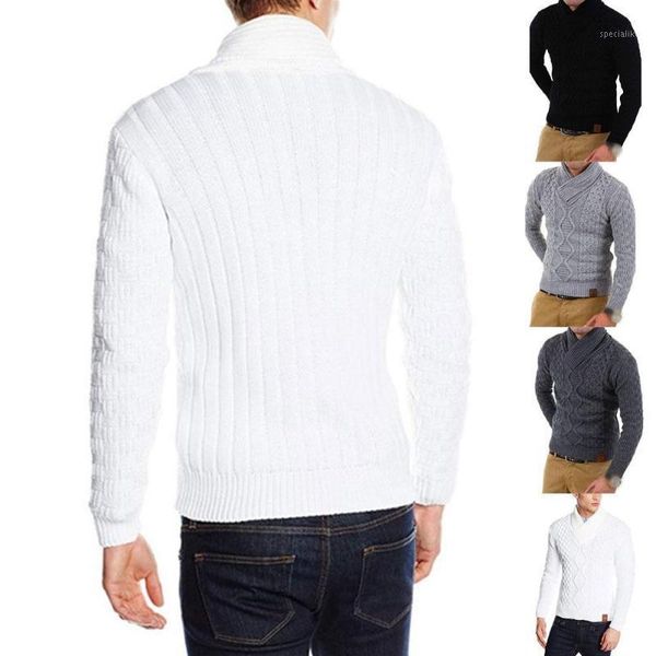 

autumn and winter men's fashion sweater sweater pattern neck pullover american high knitting casual half european and sweat u7b61, White;black