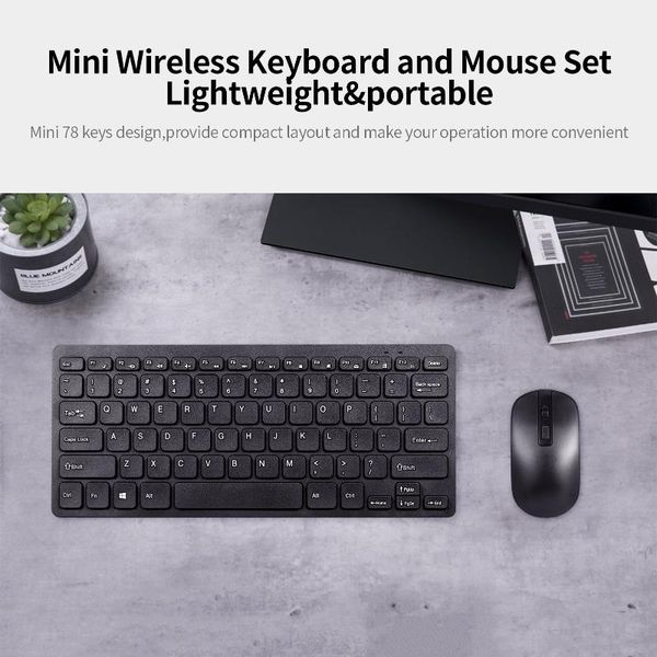 

78 key mini keyboard and mouse set keyboards mice combo 2.4g wireless portable office combo ergonomic for office soho mouses
