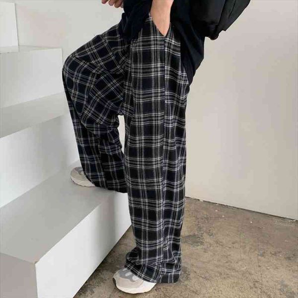 

dropshipping summer plaid pants women casual oversize 3xl loose wide leg trousers ins retro teens harajuku hip-hop pants, Black;white