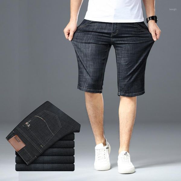 

big size 40 42 44 46 men denim shorts 2020 summer new fashion business elastic slim short for jeans male brand clothes1, White;black