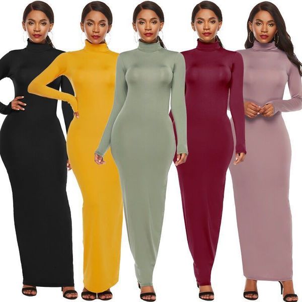 

2020 fall style women plus size clothing long sleeve fitted bodycon causal dress