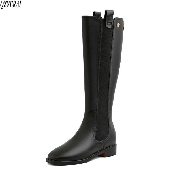 

boots arrival winter women natural genuine leather knee high knight fur one snow 100% cowhide female, Black