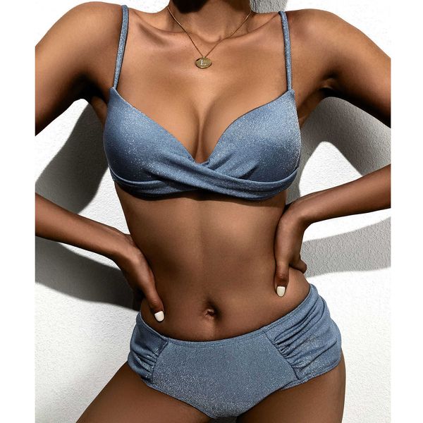 

leaves print bandage bikini set push-up brazilian swimwear beachwear swim swimming suit for women biquini, Black;white