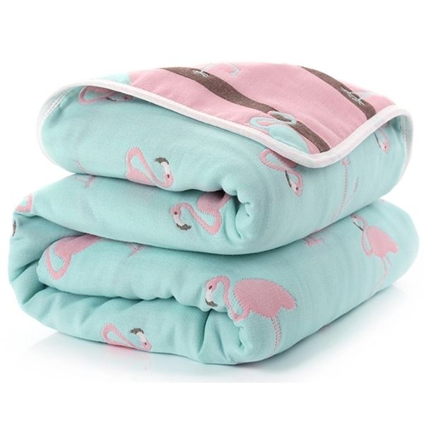 

110 cm muslin cotton 6 layers thick newborn swaddling autumn baby swaddle bedding receiving blanket y201009