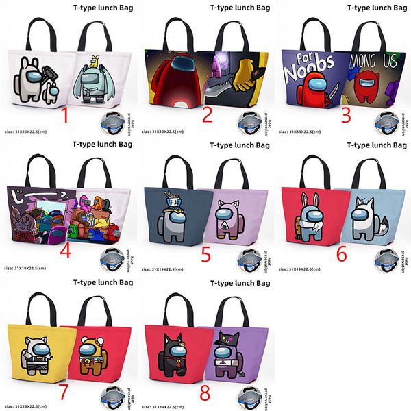 

game among us lunch bag women handbag totes insulated thermal cooler bag picnic lunch box cartoon anime storage bag organizer cz10404, Black
