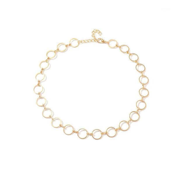 

chokers circle retro simplicity choker necklace for women jewelry collares friends chains girl accessories aesthetics suspension xl101921, Golden;silver