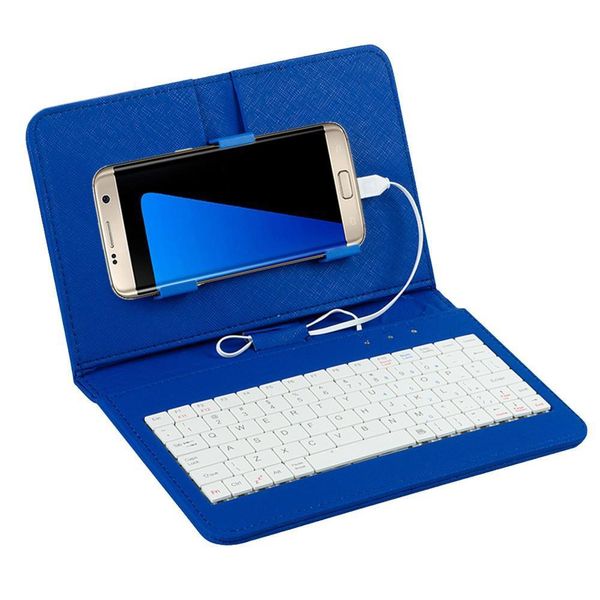 

kuulee general wired keyboard flip holster for 4.8-6.0" mobile phone table stand protective pu case