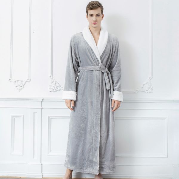

2021 new autumn winter long sleepwear for women flannel bath robes solid thick female nightgowns with sashes ladies nightwear p6ni, Black;red