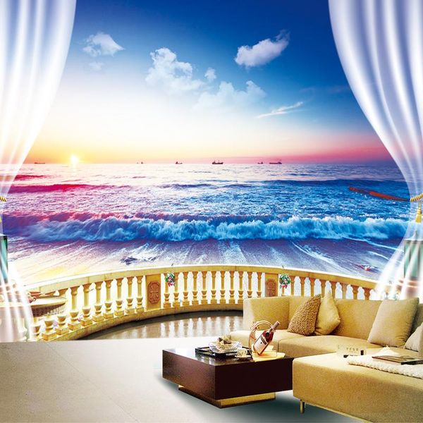 

wallpapers dropship custom mural 3d wallpaper mediterranean bedroom living room sofa tv background sea view