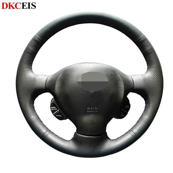 

diy hand sewing black soft pu artificial leather car steering wheel cover for santa fe 2006 2005 2004 2003 2002 2001