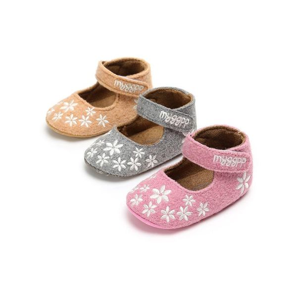 

2020 toddler newborn baby girl shoes floral embroidery princess first walkers soft sole anti-slip prewalker for baby girls