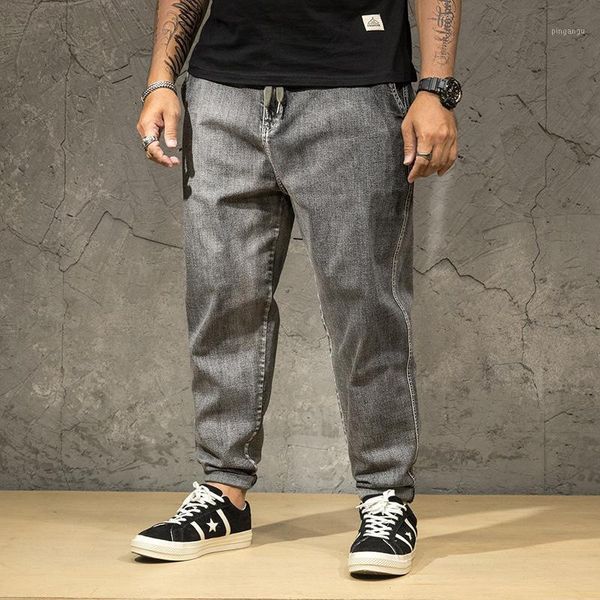 

plus size menswear 2020new launch men's loose casual stretch jeans summer thin oversized straight pants 44 46 481, Blue