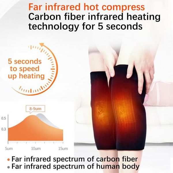 

heated knee pad brace warm wrap pain relief rechargeable knee heating support brace electric massager adjustable temperature, Black