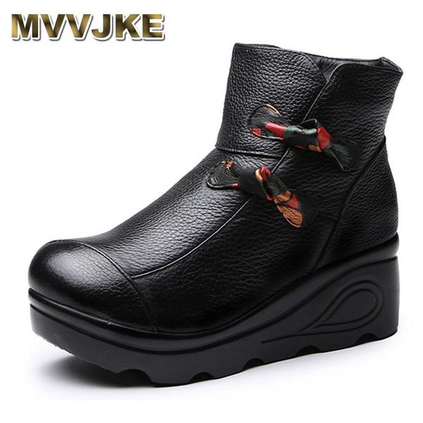 

mvvjke black women winter snow boots wedge platform waterproof ankle boots for women winter plush warm shoes botas mujer e201