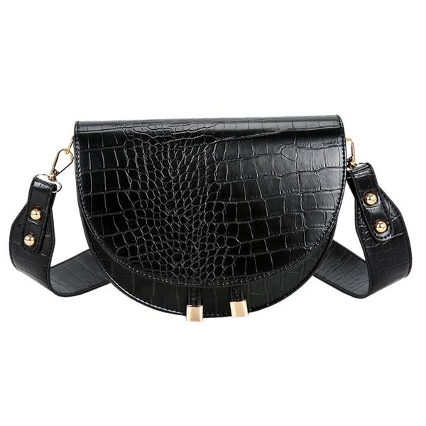

luxury fashion women crossbody bag crocodile semicircle saddle bags soft leather shoulder bags for ladies handbags designer 2021