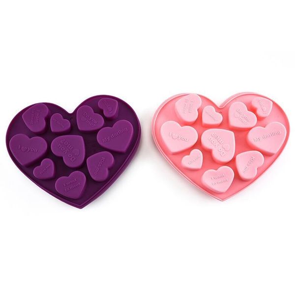 Stampi per cioccolato in silicone a forma di cuore Lettere inglesi Stampo per torta al cioccolato Vassoio per ghiaccio in silicone Stampi per gelatina Stampo per sapone