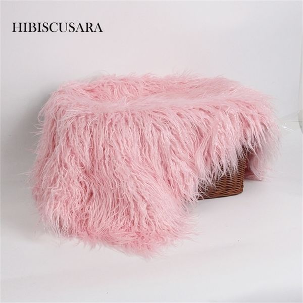 

80 x 50cm newborn baby infant p blanket fake fur rug blankets plush pgraphy background props basket stuffer filler y201009