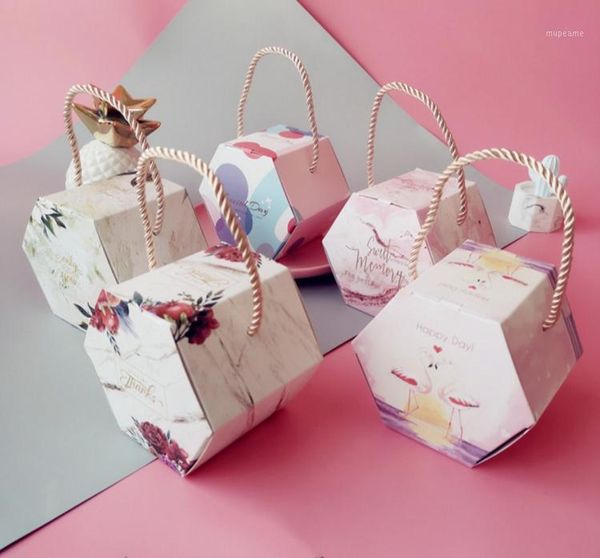 

gift wrap hexagonal boxes, ropes, party gifts, cardboard wedding candy shelves, birthday display decorations1