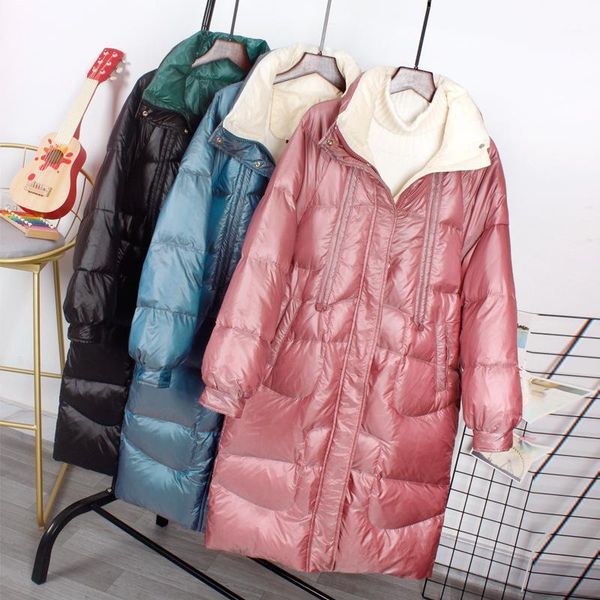 

new winter white duck down jacket women fashion puffer jacket straight female snowwear casaco feminino abrigo mujer long parkas1, Black