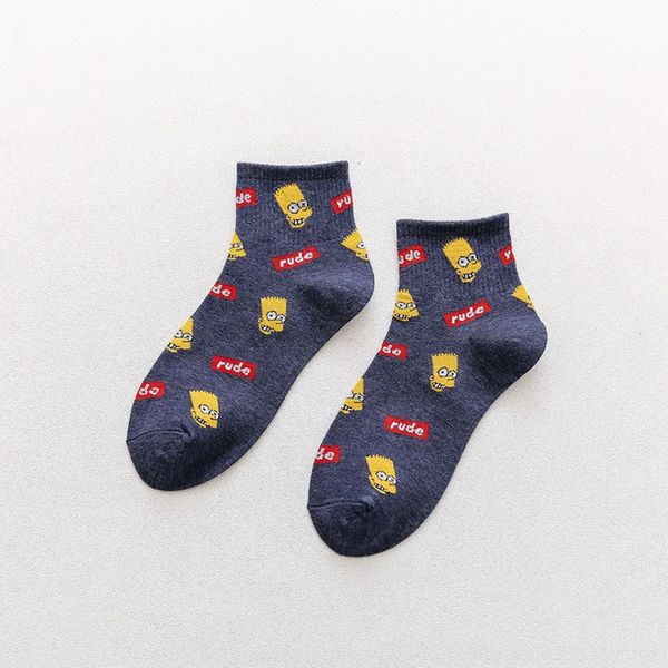 

5eods весна лето нового мультфильма женщины моды мода rutqc весна и лето мультфильм творческих бренд мужских носки короткие носки пара, Black