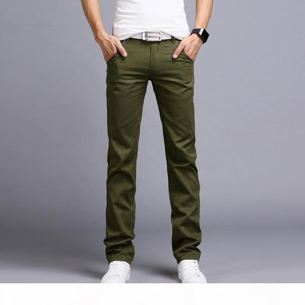 

wholesale-2016 summer men business casual slim fit pants mid-waist solid trousers fashion mens straight cargo pants male chino lightweight, Black