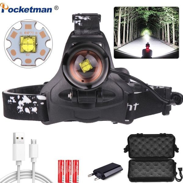 

8000lm led headlamp xhp70.2 most powerful headlight usb zoom xhp70 xhp50 high power fishing head lamp torch head light camping1