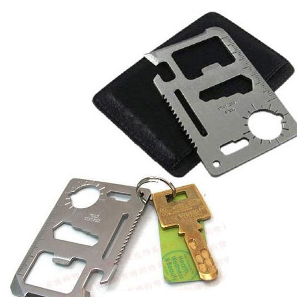 

xunzhe 1pcs 7 4.5 0.2 cm 11 in 1 silver multifunction tool bottle opener outdoor hunting survival camping pocket card bbyydd lipper