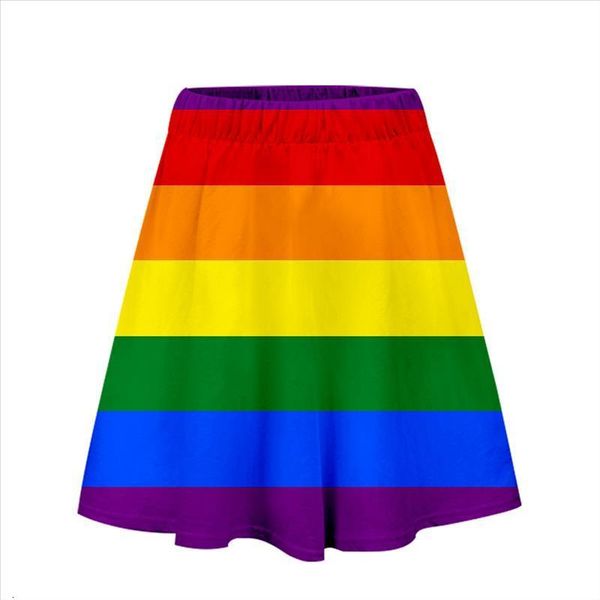 

rainbow skirt elastic waist autumn spring long skirt fashion lgbt gay love lesbian rainbow design print falda verano 2019 mujer, Black