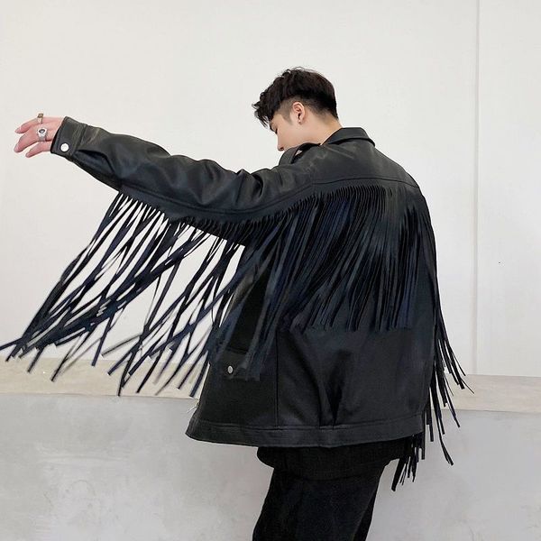 

dark streetwear 2021 men's loose popular design felt fried leather jacket recommend eq8u, White;black