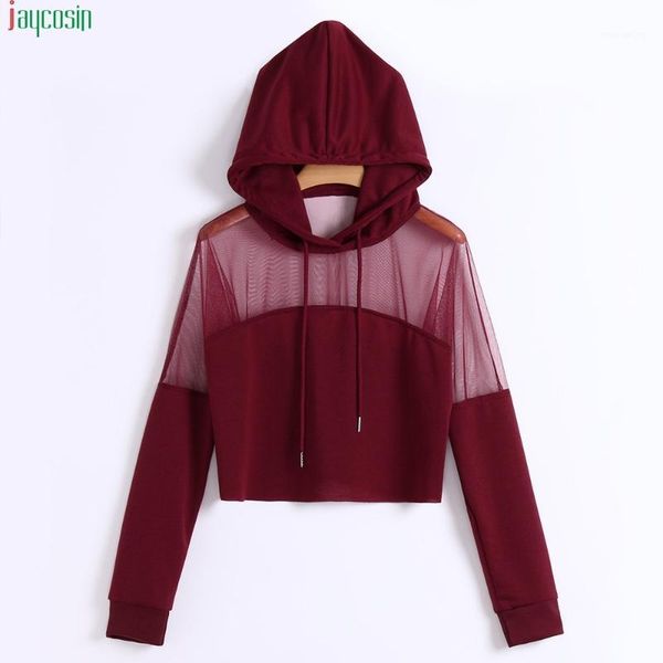 

jaycosin bohemia hoodies women plus size simple solid shirt long sleeve hooded cropped sweatshirt women harajuku new fashion1, Black