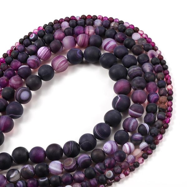 

1strand lot 4 6 8 10 12mm matte purple strips agates beads stone round loose beads for diy bracelet jewelry makings supplies h bbyuje