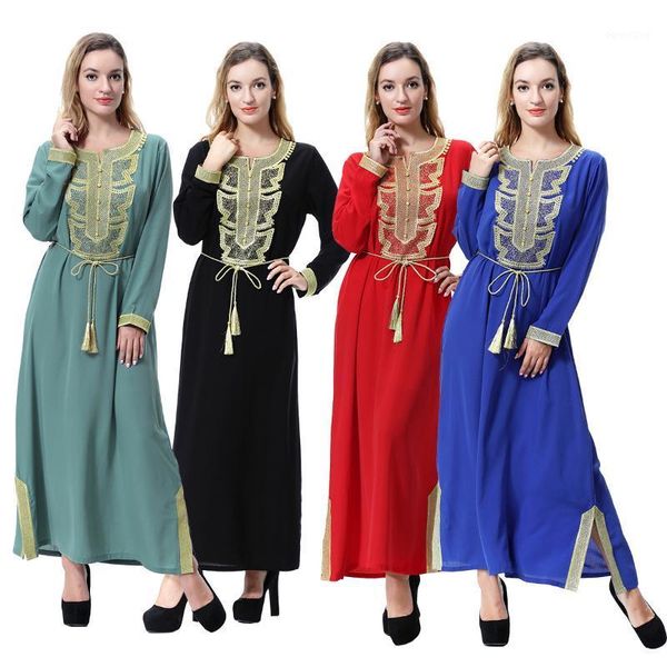 

women s-3xl linen embroidery patch half sleeve muslim maxi islamic dress moroccan clothing arab robes kaftan jilbab dubai abaya1, Red