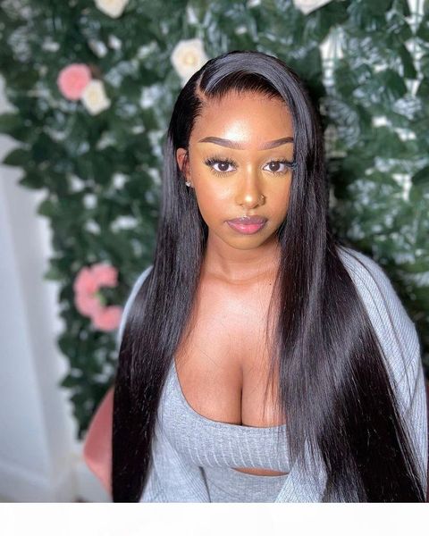 

dream 9a front lace wigs silk straight 100% virgin hair 16-30 inch nature color, Black;brown