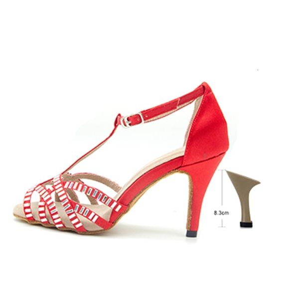 

2021 new woman rhinestone ballroom latino dance black red soft bottom bachata salsa dancing shoes for wedding kid latin dance-shoes 1 9b9a