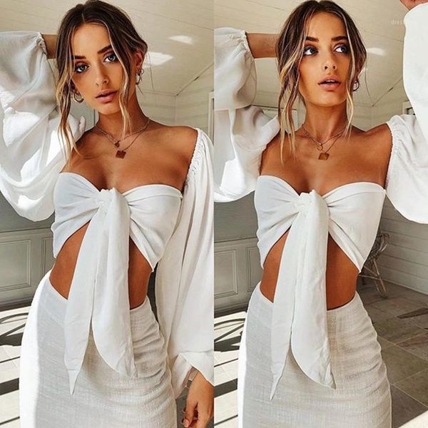 

women's blouses & shirts backless fashion square collar cotton women batwing sleeve solid crop and 20211, White
