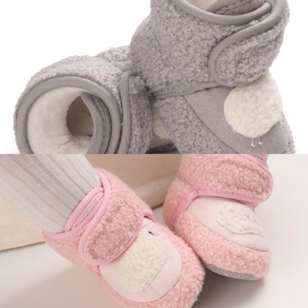 

factory22z30-1years newborn boy girls casual flat warm ankle shose winter fluffy fur snow boots toddler baby first walkers shoes d3, Black;grey
