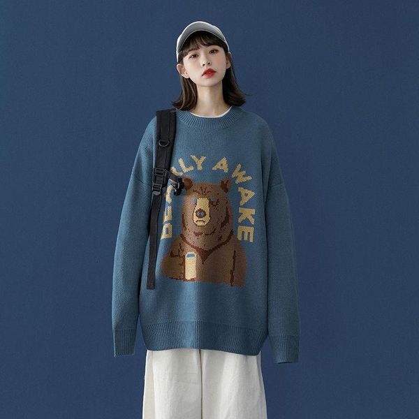 

2020 new men's cartoon printed sweater winter oversize casual fashion korean streetwear pullovers male clothing, White;black