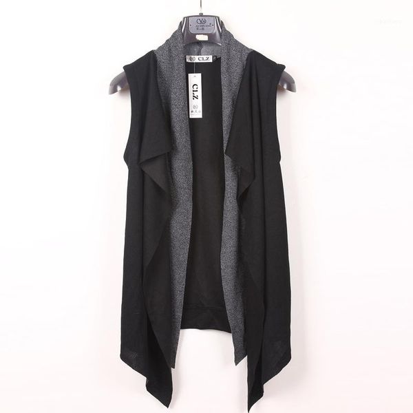 

men's vests m-xxxl 2021 men's clothing hair stylist gd fashion fake two pieces color matching vest coat cardigan plus size costume, Black;white