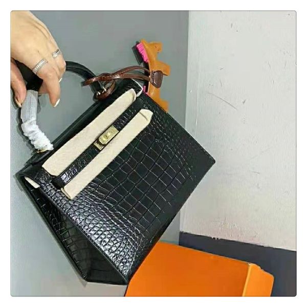 

new alligator kelly head layer leather portable one shoulder messenger lock fashionable versatile bag