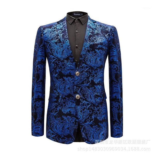 

pure cotton high-end brand formal business mens party wedding dress blazer men casual floral fashion suit coat large size s-6xl1, White;black