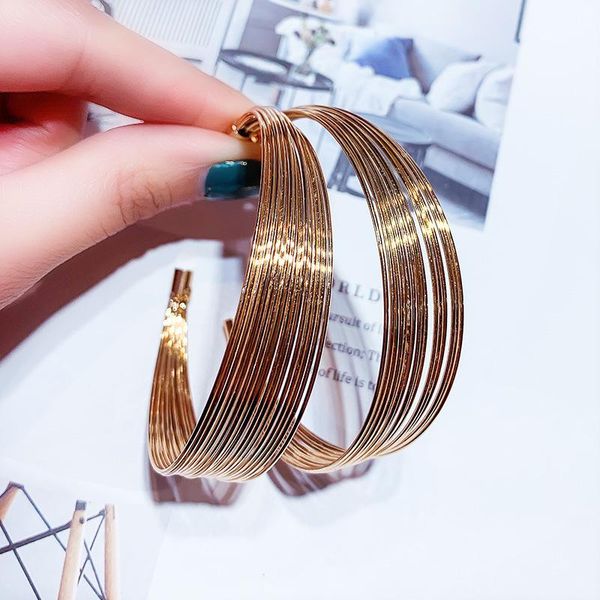 

lats 2021 new trendy european american temperament earrings for women circle exaggerated hoop earrings high-end fashion jewelry, Golden;silver