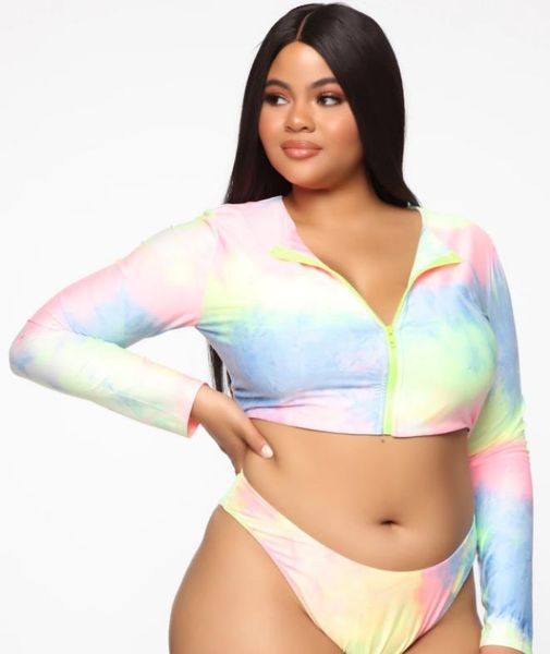 

plus size multicolor swimwear high wasited gradient color two piece bikini sets tummy control bathing suits size xxl-xxxxxxl, White;black