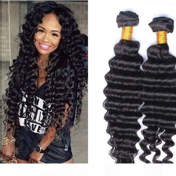 

перуанский малазийские монгольской продукты волос бразильский девы волос deep wave 3 4 связки реальных человеческих волос ткать deep волнист, Black
