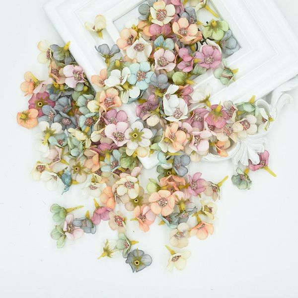 

50pcs mini silk daisy multicolor fake flower head scrapbooking diy christmas garland artificial flowers for home decor bbyfej