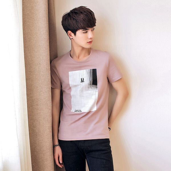 

summer new trend short korean slim round neck white t-shirt young students half sleeve men's wear, White;black