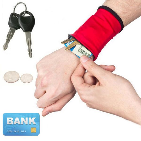 

sale new 1pc sweat absorbing zipper opening polar fleece wrist wallet cuff key case