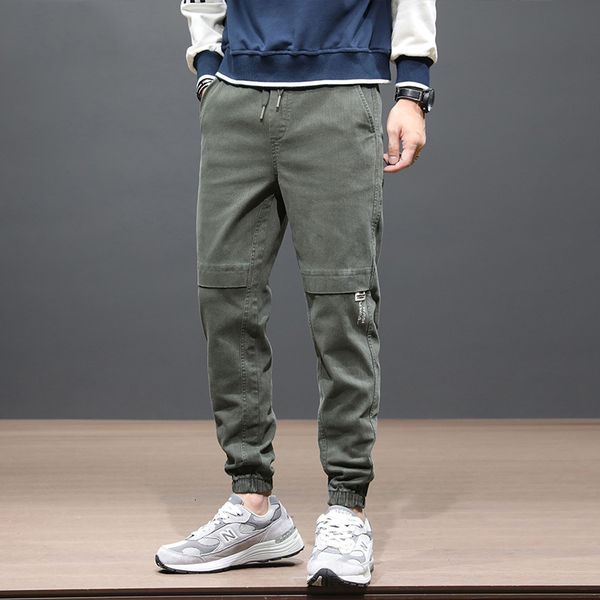 

2021 new japanese style fashion jeans spliced designer harem trousers hombre casual cargo streetwear hip hop joggers pants men 2l0j, Blue