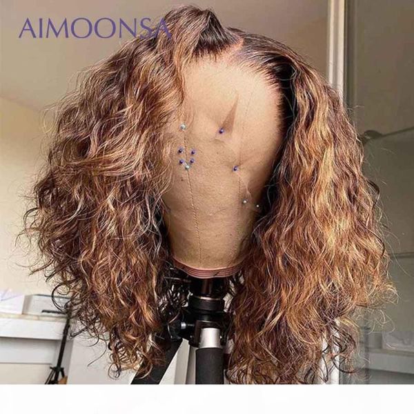 

blonde wig curly highlight lace front human hair wigs pre plucked short curly colored lace front wigs human hair 13x4 remy 150%, Black;brown